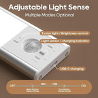 2 Pack Under Cabinet Lighting, 3 Color Temperatures Motion Sensor Light Indoor, LED Rechargeable Cabinet Lights, Stick-On Magnetic Closet Light, Wireless Under Counter Lights for Kitchen, Stair