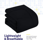 Sweet Home Collection 5 Piece Comforter Set Bag Solid Color All Season Soft Down Alternative Blanket & Luxurious Microfiber Bed Sheets, Black, Twin XL (Pack of 4)