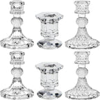 Glass Candlestick Holders Set of 6, Taper Candle Holder for Wedding Festival Christmas Party Valentine's Decor, Table Centerpieces
