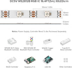 BTF-LIGHTING WS2812B RGB ECO LED Strip, Chasing Effects 5050SMD Individually Addressable 16.4FT 30Pixels/m 150Pixels Flexible Dream Color IP67 for Bedroom DIY Projects DC5V(No Adapter or Controller)