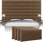 Vänt Upholstered Wall Panels - King/Cal King Size Wall Mounted Headboards - Vintage Leather Cognac - Twin/King - Set of 4 Panels (Each Individual Panel 39"x11.5")