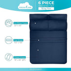 DREAMCARE King Size Sheets Set – 6 pcs Cooling Bed Sheets – up to 15” Deep Pocket King Sheet Set – 2500 Supreme Collection – Extra Soft 100% Brushed Microfiber Hotel Luxury with Side Pocket – N Blue