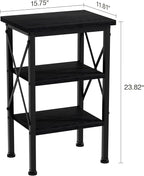 VECELO Modern Nightstands X-Design Side End Table Night Stand with Storage Shelf for Bedroom,Living Room,Set of 2 (Black A2)