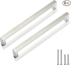 Cabinet Pulls Brushed Nickel Cabinet Handles Square Drawer Pulls, 2 Pack 8-4/5 Inch Stainless Steel Kitchen Door Cupboard Cabinet Handles, Cabinet Hardware Drawer Handles, 224mm Hole Centers