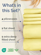 Extra Deep Cal King Sheet Set - 6 Piece Breathable & Cooling Sheets - Hotel Luxury Bed Sheets Set - Easy & Secure Fit - Soft, Wrinkle Free & Comfy Sheets Set - Yellow Sheet Set with Extra Deep Pockets