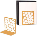 GEOMOD Geometric Honeycomb Gold Metal Bookends Decorative - Tall Sturdy Book Ends for Shelves - Modern Heavy Duty Bookend Stopper - Office or Home Book Shelf Book Holder - 6x3.25x6.25 Inches - 2 Pair