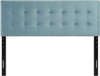 Modway Lily Biscuit Tufted Full Performance Velvet Headboard, Light Blue