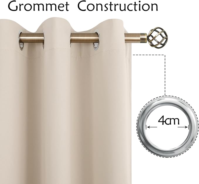 BGment Blackout Curtains - Grommet Thermal Insulated Room Darkening Bedroom and Living Room Curtains, Set of 2 Panels (55 x 69 Inch, Champagne)