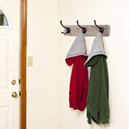 Wall Mounted Coat Rack,Wooden Entryway Vintage Rustic Coat Rack Hat Hanger Rack Zinc die-cast 3-Hook Rail for The Entryway, Bathroom, Bedroom, Kitchen, Mudroom (3 Hooks, Pinewood)