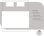 Linen Home 100% Cotton Percale Sheets California King Size, Silver, Deep Pocket, 4 Pieces Set - 1 Flat, 1 Deep Pocket Fitted Sheet and 2 Pillowcases, Crisp Cool and Strong Bed Linen