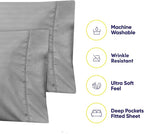 Full Size Bed Sheets - 6 Piece 1500 Supreme Collection Fine Brushed Microfiber Deep Pocket Full Sheet Set Bedding - 2 Extra Pillow Cases, Great Value, Full, Dobby Silver
