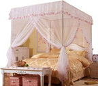 Canopy Bed Curtains Twin - 4 Corner Canopy for Beds, Bed Canopy for Girls Adult, Bedroom Decor (Twin Size, White)
