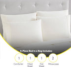 Sweet Home Collection 5 Piece Comforter Set Bag Solid Color All Season Soft Down Alternative Blanket & Luxurious Microfiber Bed Sheets, Ivory, Twin XL