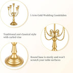 Romadedi Candelabra Gold Candle Holders - 5 Arm 11.8" Wedding Candlestick Holder for Theme Party Table Centerpiece Decor Dining Room Birthday Holiday Christmas, Set of 6