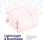 Sweet Home Collection 7 Piece Comforter Set Bag Solid Color All Season Soft Down Alternative Blanket & Luxurious Microfiber Bed Sheets, Pale Pink, Twin XL