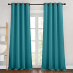 NICETOWN Peacock Teal Blackout Bedroom Curtains 96 inches Long, Grommet Thermal Insulated Room Darkening Window Treatments Sound Reducing for Living Room, W46 x L96, 2 Panels