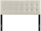 Modway Emily Tufted Button Linen Fabric Upholstered Full Headboard in Ivory