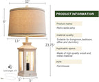 23.75" Retro Farmhouse USB C+A Ports Table Lamp Set of 2 with 3 Way Dimmable Touch Control White Nightlight Vintage Modern Lamp for Living Room Bedroom with 2 Light Sources