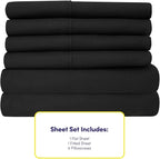 King Size Bed Sheets - 6 Piece 1500 Supreme Collection Fine Brushed Microfiber Deep Pocket King Sheet Set Bedding - 2 Extra Pillow Cases, Great Value, King, Black