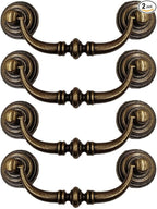 4PCS Retro Dresser Drawer Drop Bail Pulls Handles Classic Metal Swing Handles Hole Centers for Kitchen Bedroom Decoration (Brass)