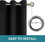 BGment Blackout Curtains - Grommet Thermal Insulated Room Darkening Bedroom and Living Room Curtain, Set of 2 Panels (70 x 84 Inch, Black)