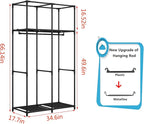 SORCEDAS Portable Wardrobe Closet Storage Organizer Metal Hanging Rack Non-Woven Fabric 34 Inch Coffee (34 Inch, Blue)