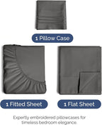 Twin XL Size 3 Piece Sheet Set - Comfy Breathable & Cooling Bed Sheets Set - Hotel Luxury Bedding for Women, Men, Kids, Teens, Boys & Girls - Deep Pockets, Soft and Wrinkle Free - Oeko-Tex - Charcoal