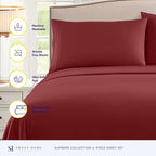 Queen Size Bed Sheets - Breathable Luxury Sheets with Full Elastic & Secure Corner Straps Built In - 1800 Supreme Collection Extra Soft Deep Pocket Bedding Set, Sheet Set, Queen, Burgundy