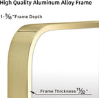 24"x30" Brushed Matte Gold Mirror for Wall, Gold Metal Framed Rounded Corner Rectangular Mirror for Bathroom Vanity,Entryway,Living Room,Bedroom,Vertical or Horizontal