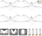 Led Garage Lights 4 Pack, Coomoors 80W LED Shop Light, 8000LM 6500K E26/E27 Garage Ceiling Light with 5 Adjustable Panels 80W-4 Pack