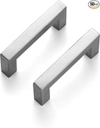 Ravinte 50 Pack 3 Inch Square Cabinet Handles Satin Nickel Pulls Brushed Nickel Drawer Pulls Kitchen Cupboard Hardware for Cabinets Cupboard Drawer Handles