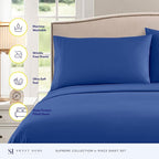 Split King Sheets - Breathable Luxury Sheets with Full Elastic & Secure Corner Straps Built In - 1800 Supreme Collection Extra Soft Deep Pocket Bedding Set, Sheet Set, Split King Size, Royal Blue