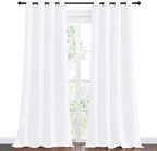 NICETOWN White Curtains for Sliding Door - 55 by 90, 2 Pieces, Blocking Out 50% Sunlight Window Treatment Modern Design Grommet Curtain Panels for Dining Room