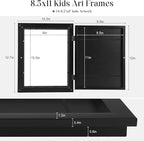 [3-Pack] Kids Art Frames, 8.5x11 Front Opening Kids Artwork Frames Changeable, Black Artwork Display Storage Frame for Wall, Holds 50 Pcs, for 3D Picture, Crafts, Hanging Art, Portfolio