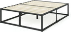 Zinus Joseph 18 Inch Platform Bed Frame, Wood Slat Support, No Box Spring Needed, Eco Friendly WonderBox(TM) Packaging, Easy Assembly, Black, Full