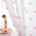 MYSKY HOME 45 Inches Kitchen Curtains Small Window Curtains for Bathroom Cafe Bedroom Pink Pom Pom White Sheer Curtains for Nursery Room Rod Pocket 2 Pieces Drapes 52 x 45 inch Length