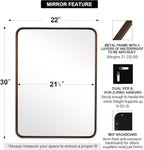 ANDY STAR Bronze Bathroom Mirror, 22X30’’ Bronze Mirrors for Wall, Rounded Rectangle Mirror for Bathroom Vanity Metal Framed, HD Reflection, Wall-Mounted Vertically or Horizontally