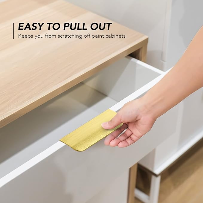 Ravinte Hardware 20 Pack Gold Cabinet Handles, 4 Inch (102mm) Finger Edge Pulls, 3 Inch Hole Center, Finger Pulls for Cabinets