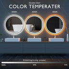 LED Sensor Mirror, Round Human Body Induction, Black Framed Vanity Mirror, Illuminated Dimmable Anti Fog IP44 Waterproof Wall Mounted Mirror (24" L x 24" W)