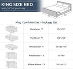 HEVUMYI Rose Gold King Comforter Set - 7-Piece All Season Bed in a Bag King, Ultra Soft Bedding Set with Comforter, Flat Sheet, Fitted Sheet, Pillowcases, Pillow Shams