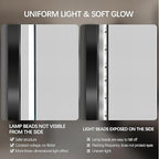 44" Round LED Bathroom Mirror, Wall Mounted Round Backlit Mirror LED Bathroom Vanity Mirror with Lights Fog Free Circle Lighted Mirror with Black Frame, Smart Light up Mirror 3-Color
