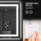 LOAAO 28"X32" LED Bathroom Mirror with Lights, Anti-Fog, Dimmable, Backlit + Front Lit, Lighted Bathroom Vanity Mirror for Wall, Memory Function, Tempered Glass, ETL Listed