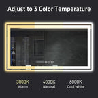 60"x 36" LED Bathroom Mirror, Double Lighting Sources Dimmable, Backlit + Front Lit, Anti-Fog, Stepless Dimmable, Lighted Bathroom Vanity Mirror for Wall Tempered Glass (Horizontal/Vertical)
