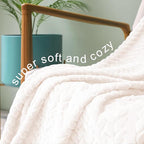 Exclusivo Mezcla Fleece Twin Size Blanket for Bed, 90x66 Inches Soft Cozy Jacquard Flannel Blankets, Lightweight Fuzzy Plush Warm for Winter, Off White