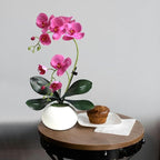 LESING Artificial Potted Orchid Flower for Table Centerpieces,Real Touch Fake Orchid Flowers in Vase for Home Decoration(Style 5,Purple)