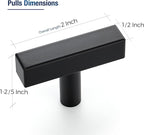 JOY DECOR 45 Pack Single Hole Matte Black Square Cabinet Handles Stainless Steel Cabinet Hardware Pulls for Kitchen and Drawers with 2 Inch Overall Length