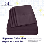 Sweet Home Collection 6 Piece 1500 Supreme Collection Brushed Microfiber Deep Pocket Sheet Set-2 Extra Pillow Cases, Great Value, Rv Short Queen, Purple