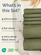 Extra Deep Cal King Sheet Set - 6 Piece Breathable and Cooling Sheets - Hotel Luxury Bed Sheets Set - Easy Fit - Soft, Wrinkle Free and Comfy Sheets Set - Sage Green Sheet Set with Extra Deep Pockets