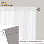 Aiyufneg White Sheer Valance for Window Curtains 24 Inch Length, Light Filtering Kitchen Valances, Small Voile Sheer Curtains for Living Room/Bathroom/Basement, Dual Rod Pocket, 2PCS, 40W x 24L Inch