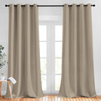NICETOWN Taupe Blackout Curtains for Living Room, Grommet Thermal Insulated Room Darkening Window Treatments Sound Proof Drapes for Bedroom/Boys Room, 2 Panels, W52 x L90